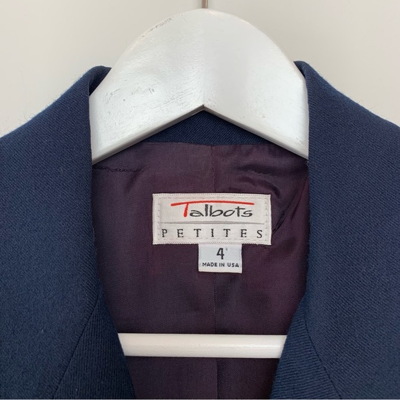 Vintage 80s 90s Talbots Blazer Double Breasted Gold Buttons Navy Blue 4P Wool - Picture 3 of 11